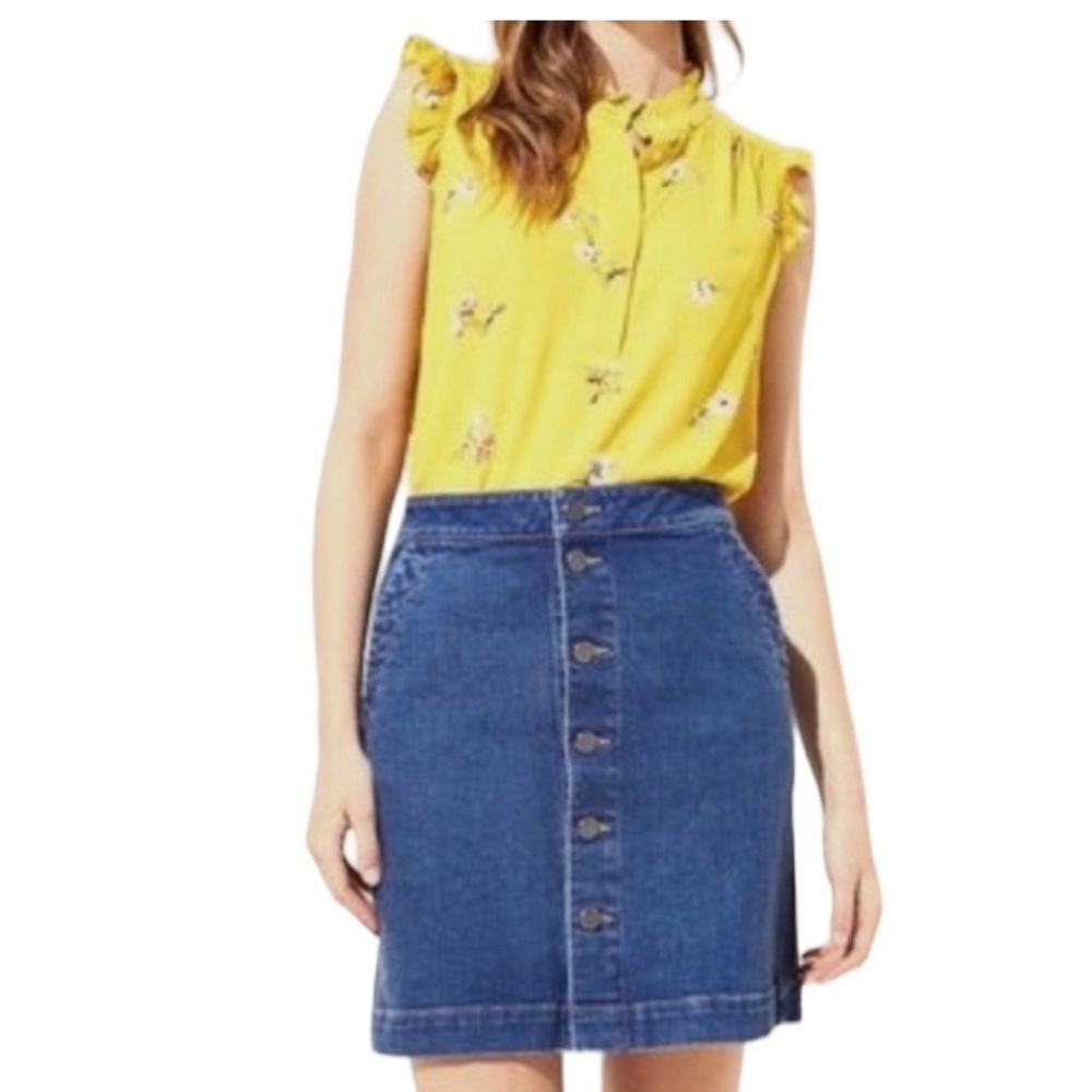 Loft Made and Loved Button Front Mini Skirt Size 10
